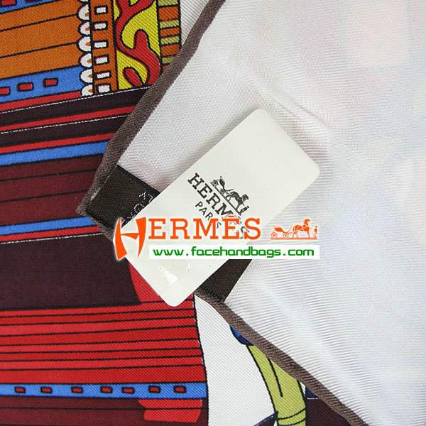 Hermes 100% Silk Square Scarf Beige HESISS 130 x 130 - Click Image to Close